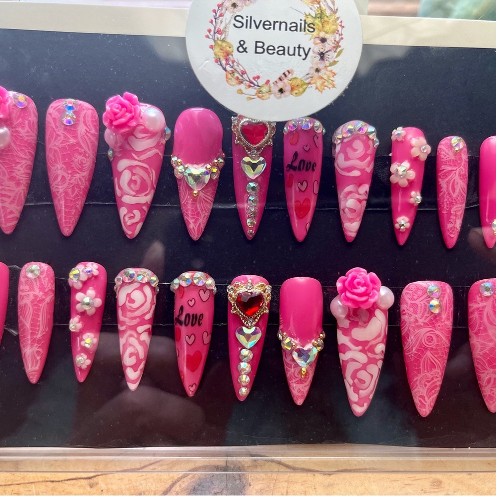 Pink love stiletto gel box